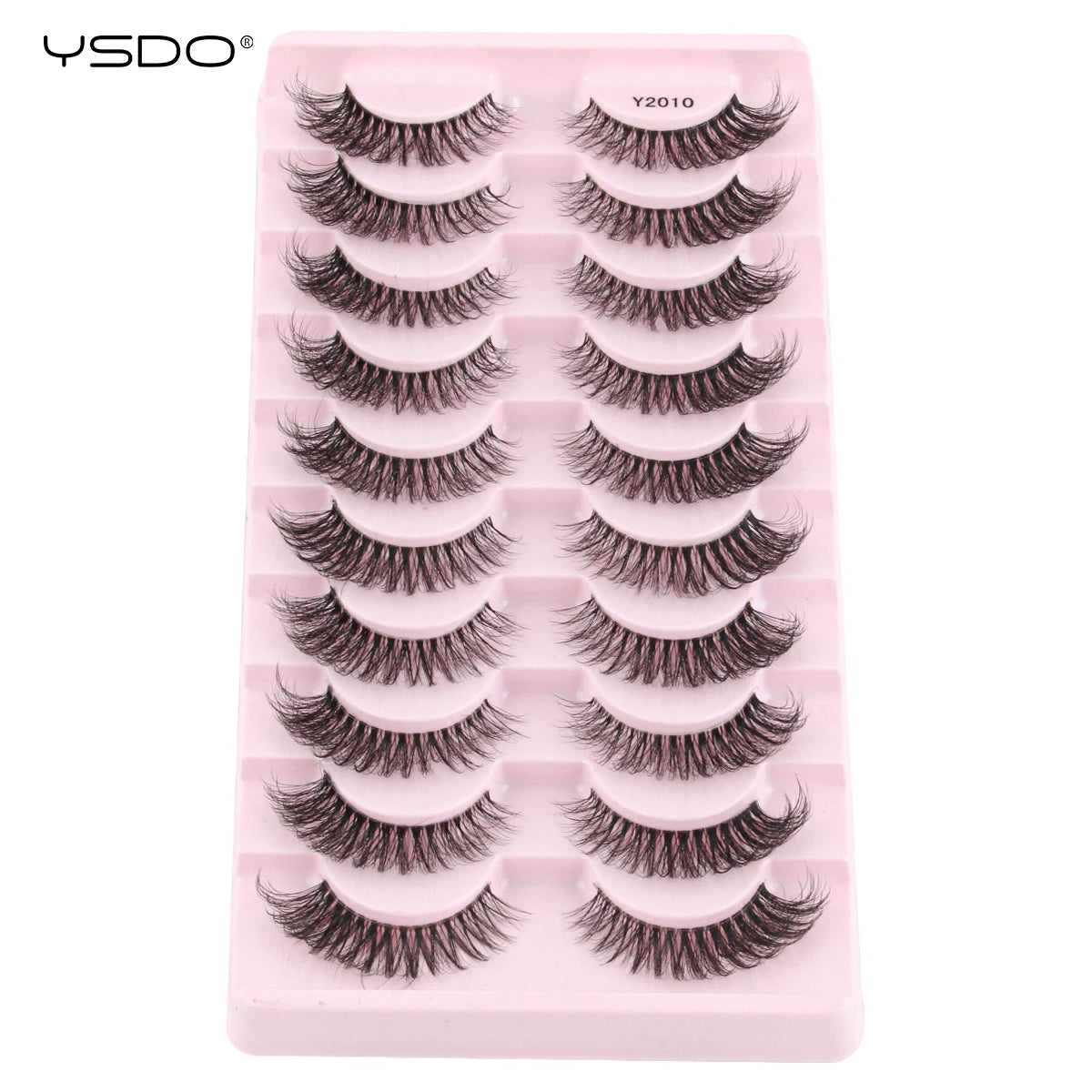 YSDO Natural Long Eyelashes 10 Pairs Wispy Soft 3D Mink Lashes Reusable Cat Eye Lashes Makeup Eyelash Extension Faux Cils
