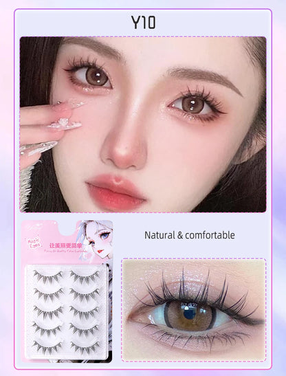 Yelix Manga Lashes With Clear Band Natural Eyelashes Spiky Asiatic Eye Soft Wispy Lashes 2024 Girl Group False Lashes