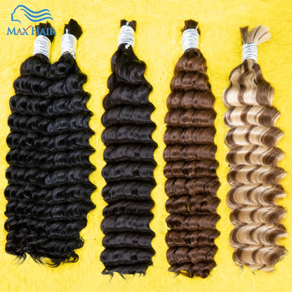 No Weft Vietnamese Human Hair Bulk Deep Wave For Braiding 18-30inches Remy Hair Extensions Virgin  Deep Curly 100% Cabelo humano
