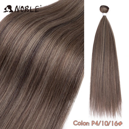 Straight Hair Extensions Bundles With Frontal Closure Synthetic Hair Bundles Salon Natural Hair Yaki Straight High Temperature