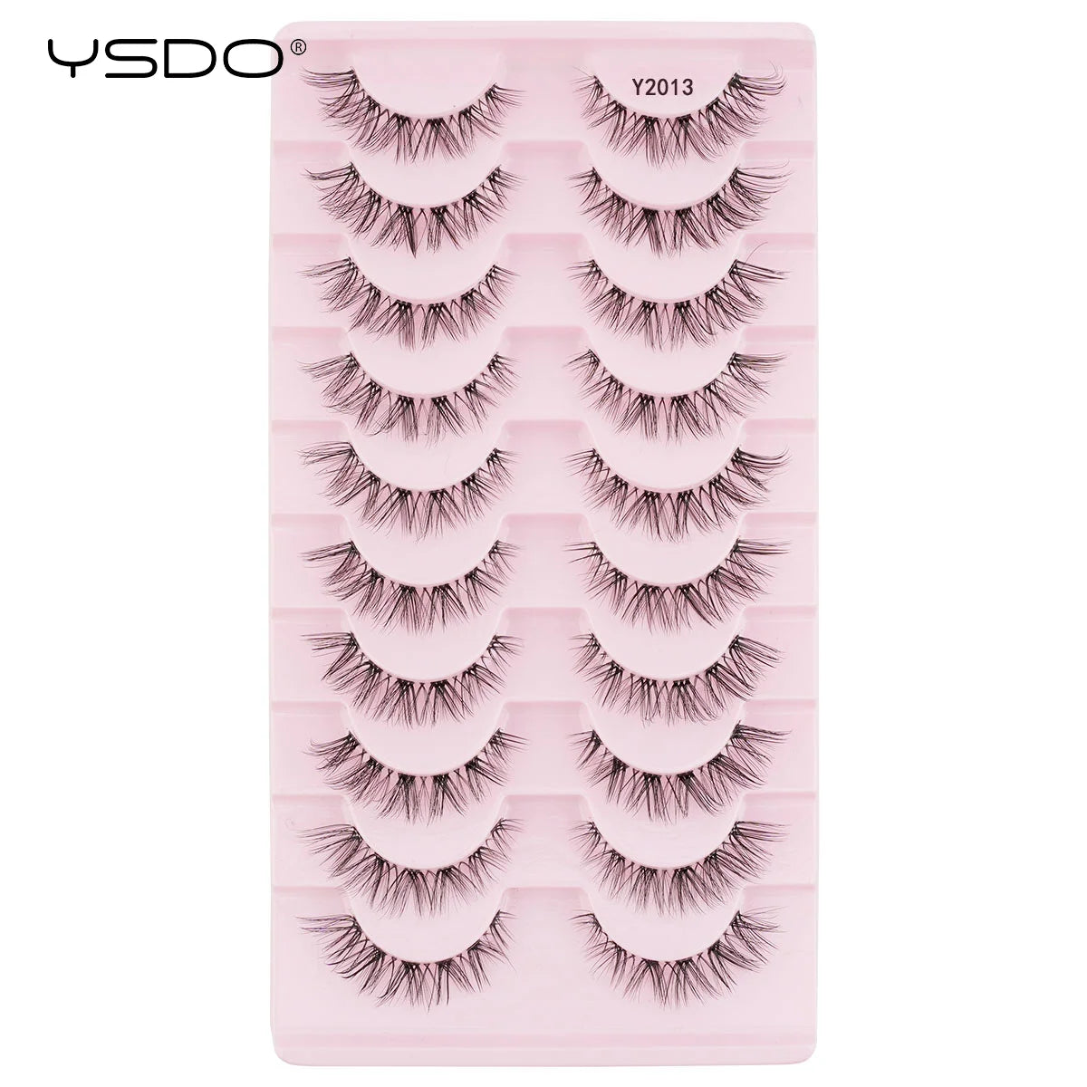 YSDO Natural Long Eyelashes 10 Pairs Wispy Soft 3D Mink Lashes Reusable Cat Eye Lashes Makeup Eyelash Extension Faux Cils