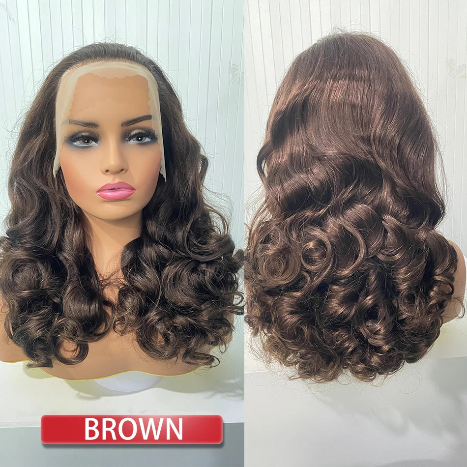 100% Malaysia Hair Bouncy Curly Wigs 250 Density Ombre Double Drawn Hair Glueless Wigs 100% Human Hair 13x4 HD Lace Frontal Wigs