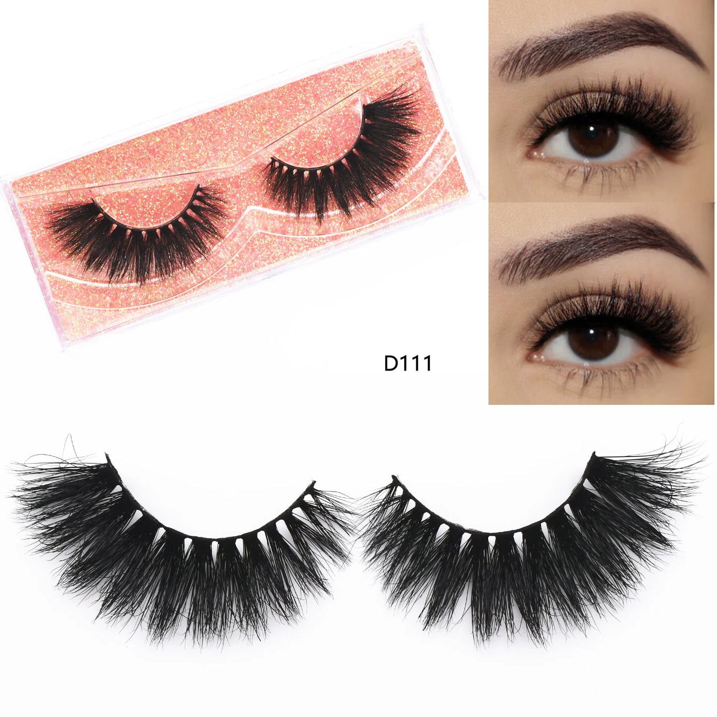 3D Mink Lashes Fluttery 3D Mink Lash Baby Doll Look Makeup Mink False Eyelash Round Shape 15mm Wispy Natural Eyelashes Full Lash