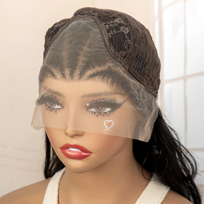 26 Inches Long Wavy Curly with Braids Synthetic Hair 13x4 Lace Front Wigs for Women Natural Color Wig for Daily Party Use