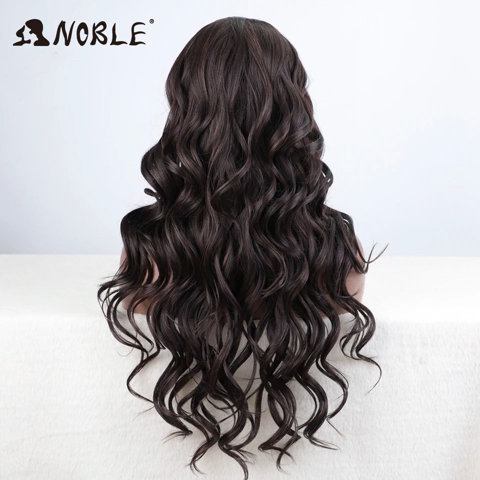 Noble Cosplay Lace Front Wig 30 Inch Lace  Long Wavy 360 0mbre Blonde Wig Red African American Synthetic Wigs For Black Women