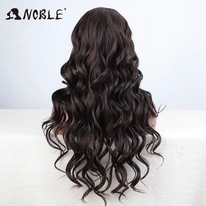 Noble Cosplay Lace Front Wig 30 Inch Lace  Long Wavy 360 0mbre Blonde Wig Red African American Synthetic Wigs For Black Women
