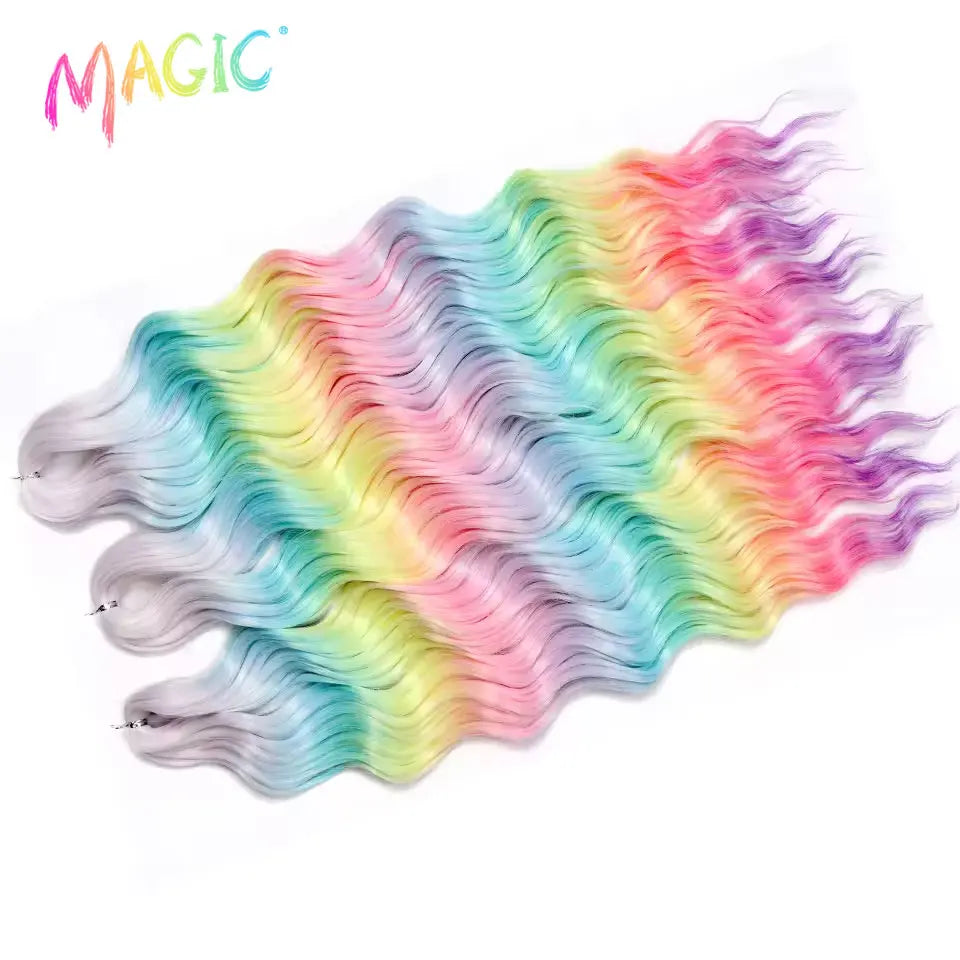 Magic Hair Synthetic Loose Deep Wave Braiding Hair Extensions 24 Inch Water Wave Braid Hair Ombre Blonde Twist Crochet Curly Hai