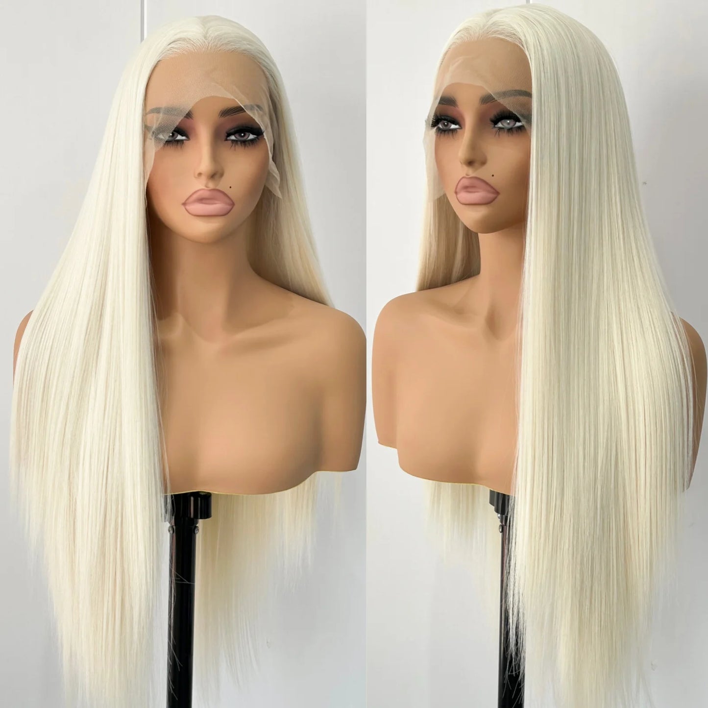 Blonde Wig Straight Synthetic Lace Front Wig Glueless Wig Long Blonde Synthetic Hair Lace Wigs for Women Platinum White Blonde
