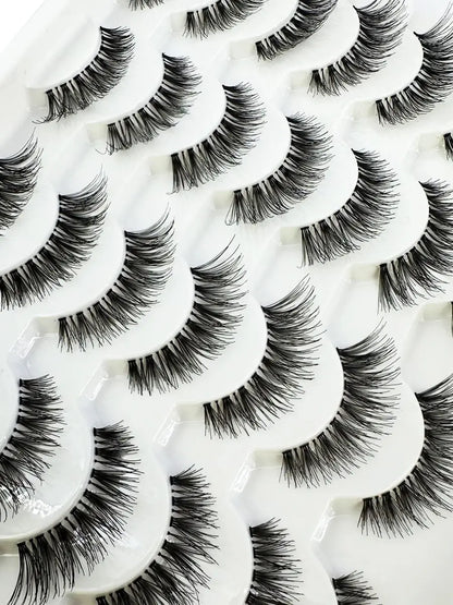 New Cat Eye Lashes Natural Look Short Lashes Wispy with Clean Band 13mm Hand-Knotted Manga False Eyelashes 14Pairs