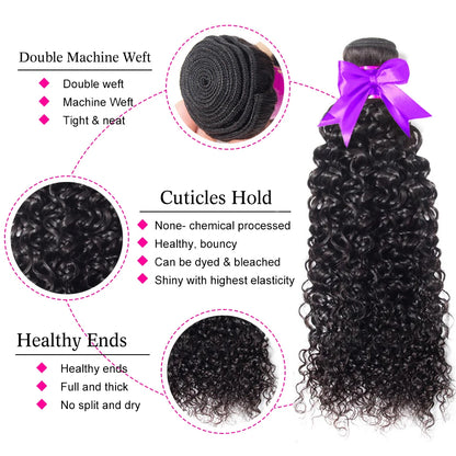 12A Malaysian Hair Bundles With Frontal Kinky Curly Bundles With Frontal 13x4 Ear to Ear Lace Frontal Human Hair Weave Extension