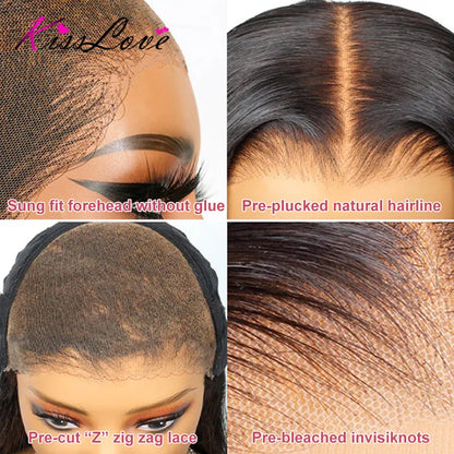 Kinky Straight Bob Glueless Wigs Human Hair Pull Go Wig with Elastic Drawstring HD Lace Frontal Wigs Human Hair Short Bob Wigs