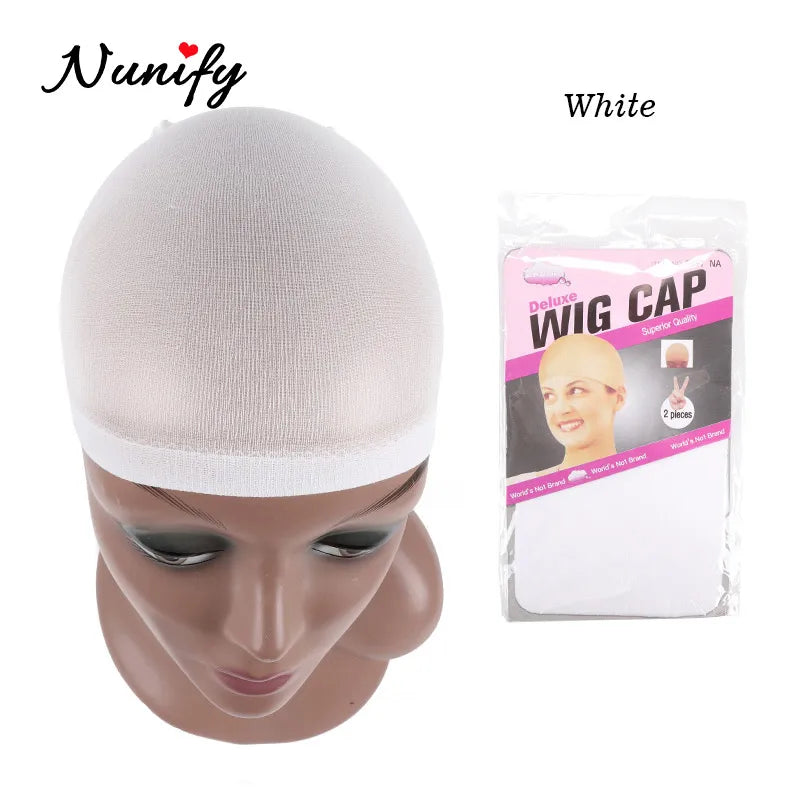 Nunify Nude Mesh Net Wig Caps With Closed End For Wigs 2Pcs/Pack Free Size Stocking Cap Red Coffee Black Begie Brown 6 Colors