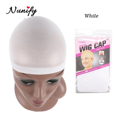 Nunify Nude Mesh Net Wig Caps With Closed End For Wigs 2Pcs/Pack Free Size Stocking Cap Red Coffee Black Begie Brown 6 Colors