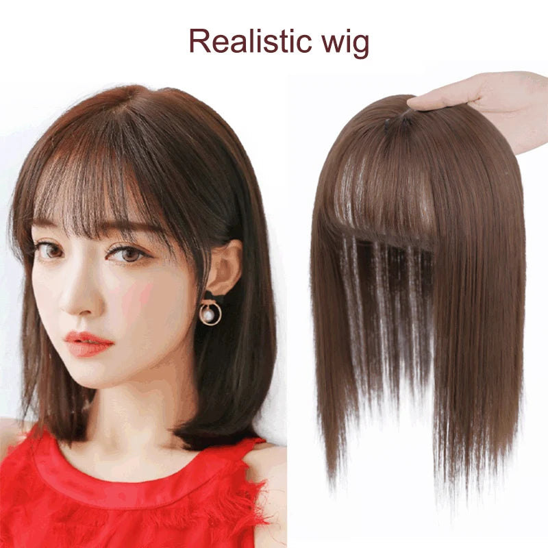 25cm Wig Piece Straight Hair Toppers Hairpiece Anti-Slip Clip In Women Bangs Fringe Natural Hair Extensions Wig