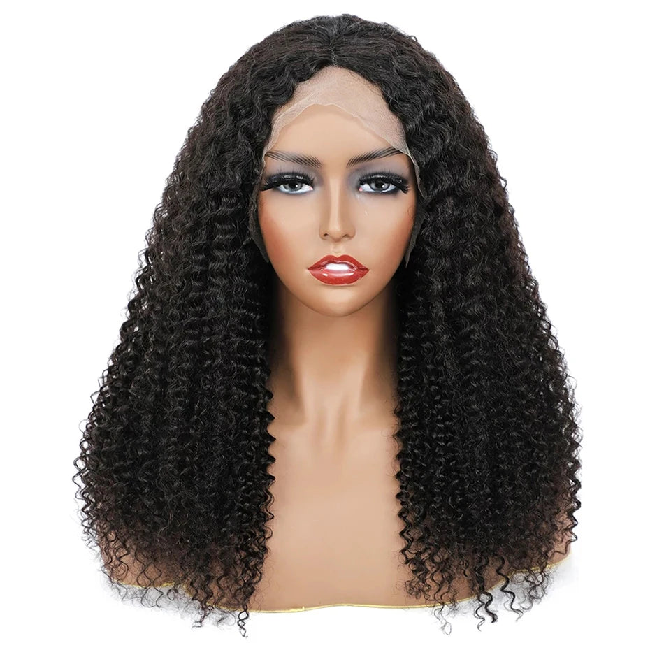 Mongolian Kinky Curly Human Hair Wigs Deep Curly HD Transparent Lace Frontal Wigs For Black Women Curly Remy Hair Wigs