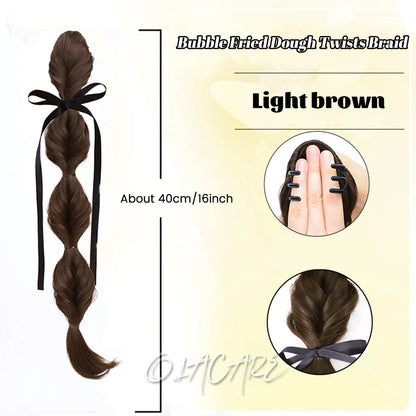 Ponytail Extension Bow Claw Curly Wavy Clip in Hairpiece Ponytail Hair Extensions Long Pony Tail Synthetic for Women Girl Daily