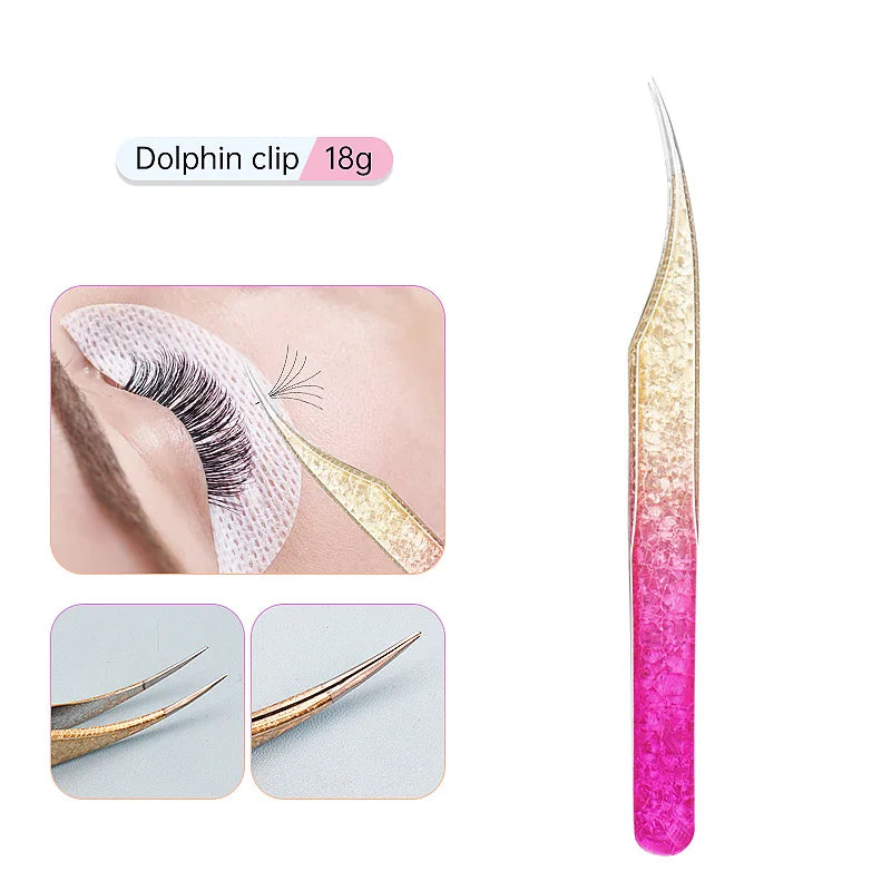 1 Pc Eyebrow Tweezers for Lashes Artists Ice Flower Anti-Static Stainless Steel Eyelash Extension Makeup Tweezer Tools