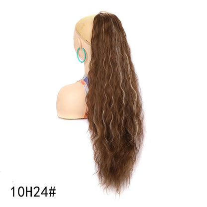 Ponytail Extension 30 Inch Extra Long Drawstring Wavy Curly Ponytails Black Brown Synthetic Fiber Fake Hair piece for Women