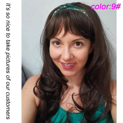 24 Inch Synthetic Long Wavy Head Tied  3/4 Half Wigs for Women With Clips In, Hair Extension Blonde Wigs