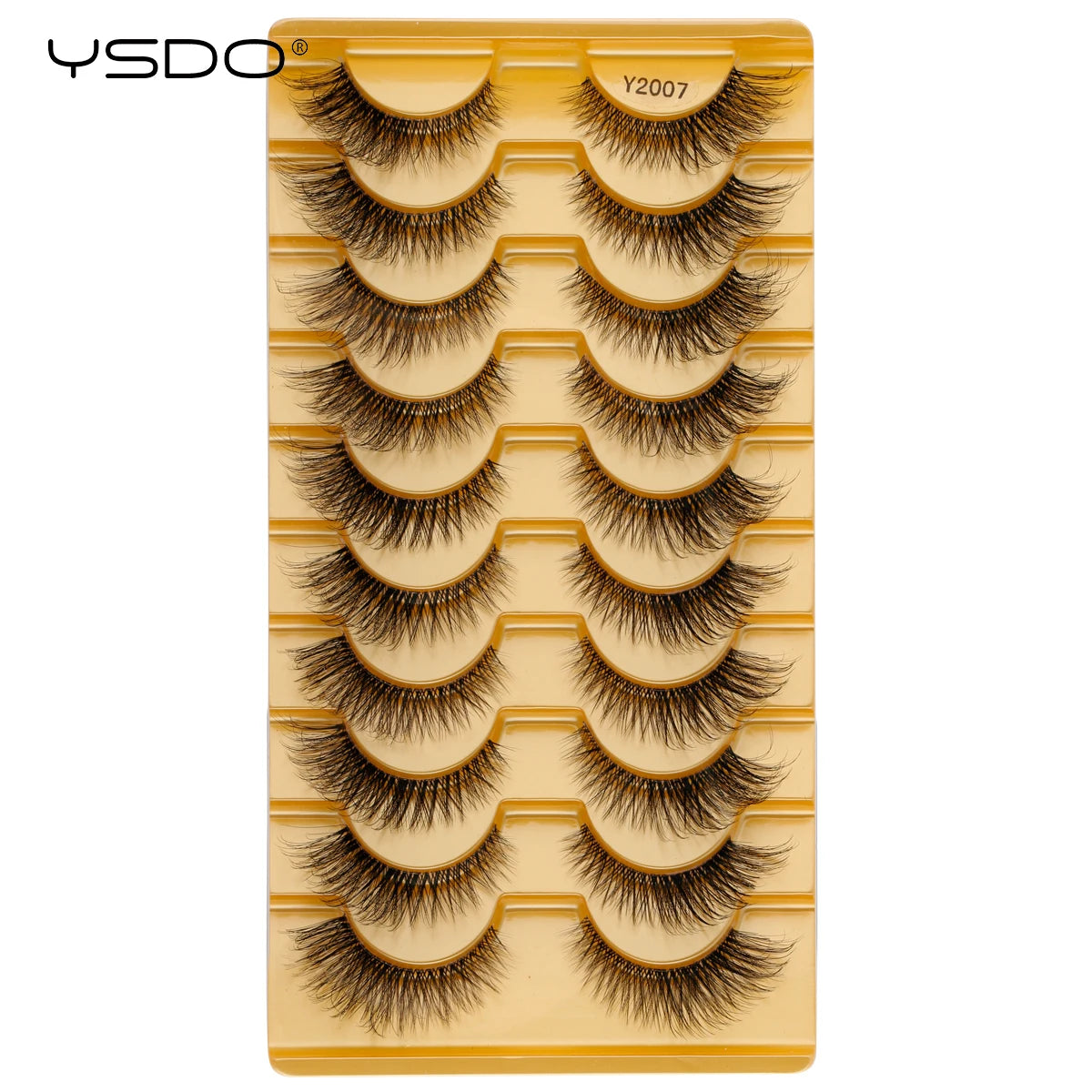 YSDO Natural Long Eyelashes 10 Pairs Wispy Soft 3D Mink Lashes Reusable Cat Eye Lashes Makeup Eyelash Extension Faux Cils
