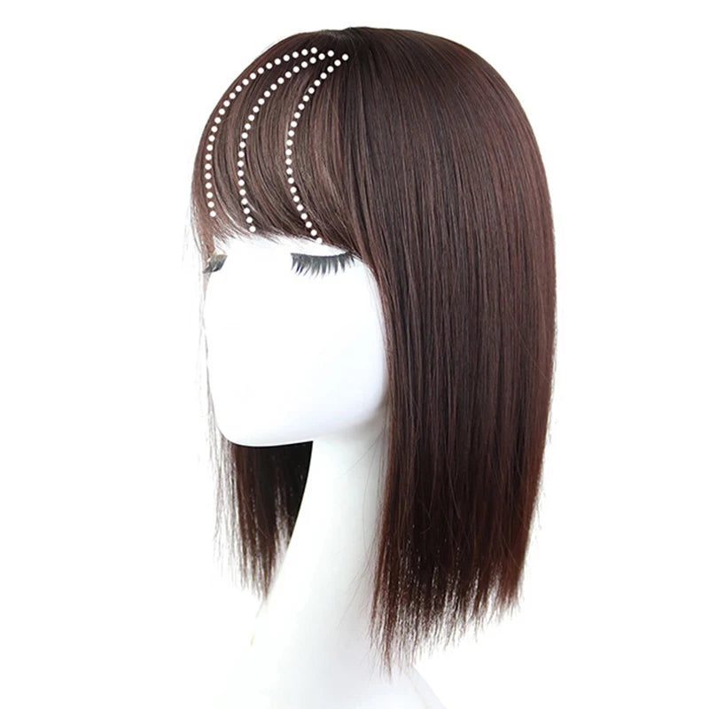 25cm Wig Piece Straight Hair Toppers Hairpiece Anti-Slip Clip In Women Bangs Fringe Natural Hair Extensions Wig