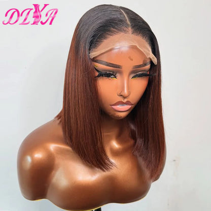Vietnamese Human Hair 300% Density Double Drawn Bone Straight Bob Human Hair Wigs 5x5 Transparent Lace Closure Wig for Women