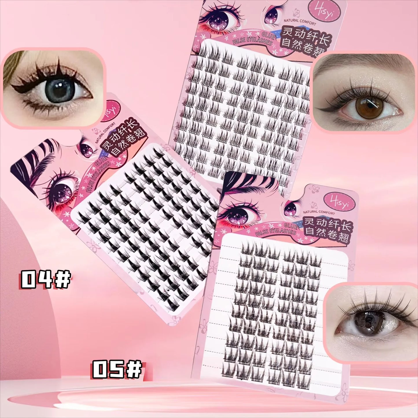 3D DIY Segment False Eyelashes – Glue-Free, Easy Wear, Reusable Cluster Lashes for Natural Korean Look & Eye-Enlarging Daily Mak