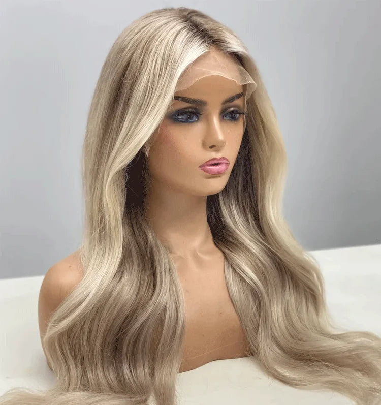 Blonde balayage full lace wigs Synthetic hair wig custom wigs lace front wigs blonde wig handmade wig hd lace wigs glueless wigs