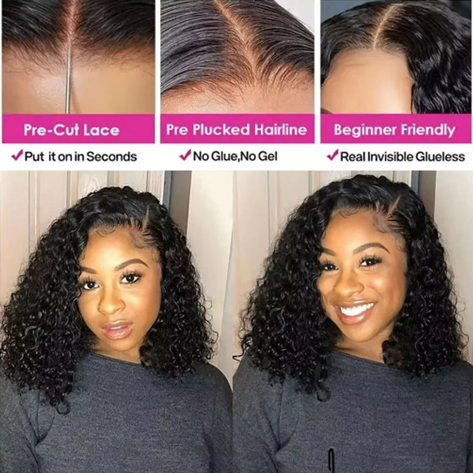 Mongolian Kinky Curly Wig Human Hair 13x4 Curly Lace Front Human Hair Wigs Deep Curly Lace Closure Wig For Women 180 Density