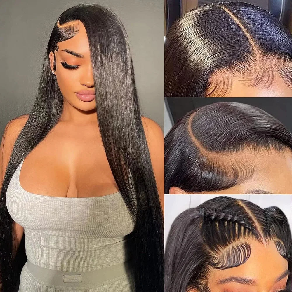360 Full Lace Wig 13x6 Lace Front Human Hair Wigs For Women 30 34 Inch Brazilian Bone Straight Transparent Lace Frontal Wig 200%