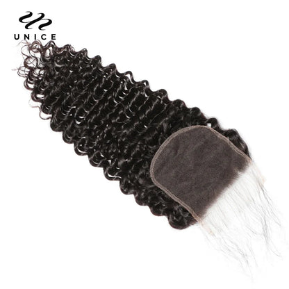 UNice Hair Deep Wave 5x5 HD Lace Closure With 3PCS Bundles 100% Human Hair Bundles With Closure Deal