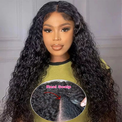 Curly V Part Wig Human Hair 180% V Part Human Hair Wigs for Women Brazilian Remy Water Wave V Part Wig on Sale