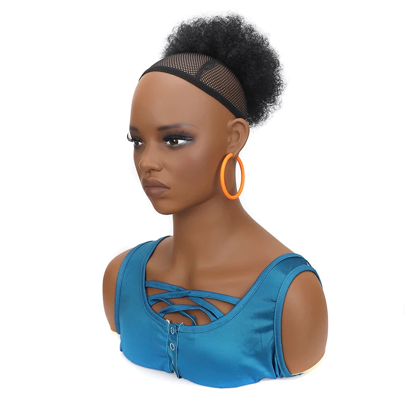 Afro Hair Puff for Black Woman Synthetic Kinky Curly Elastic Hair Bun Chignon Ponytail Hair Extensions Thick Updo Hairpieces