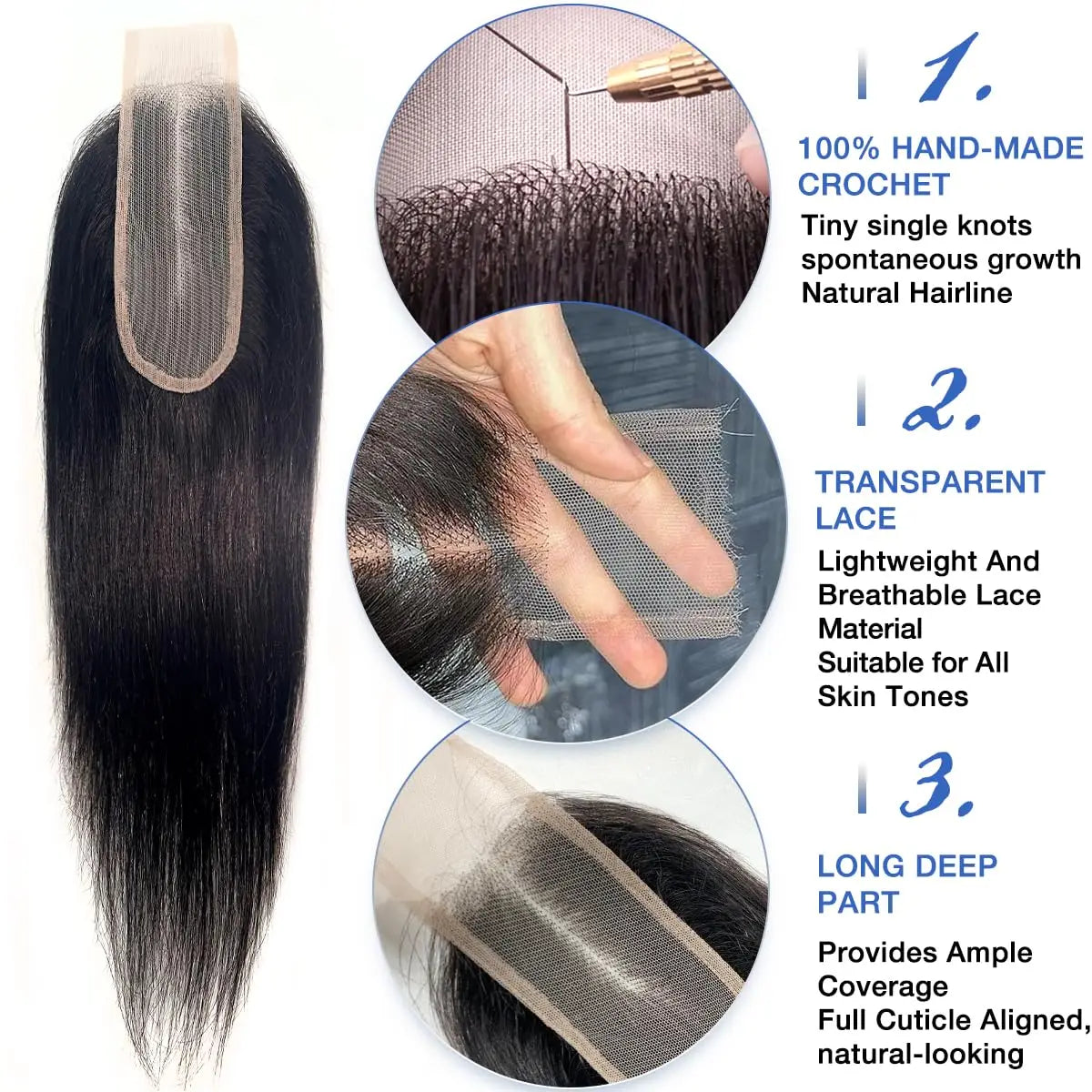 16A Double Drawn Vietnamese Bone Straight Bundles with 13x4 Lace Frontal 100% Raw Human Hair Bundle with 2x6/5x5 HD Lace Closure