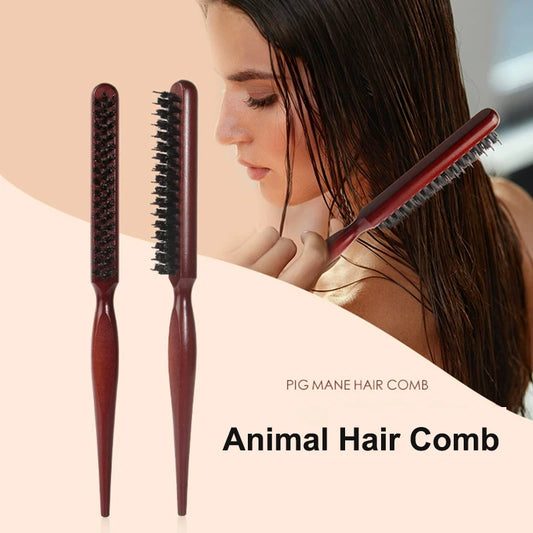 Hair Brush Boar Bristle Wooden Slim Line Comb Hairbrush Professional SalonExtension Hairdressing DIY Styling Tools Scalp Massage