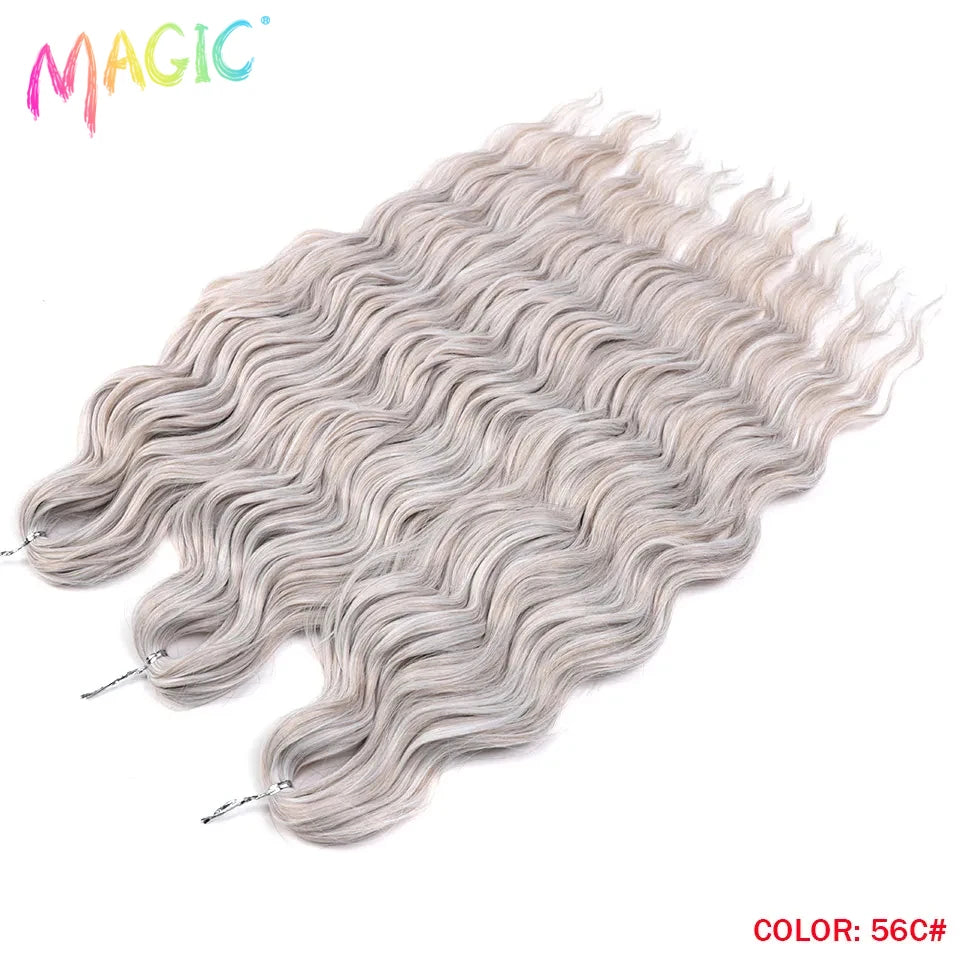 Magic Hair Synthetic Loose Deep Wave Braiding Hair Extensions 24 Inch Water Wave Braid Hair Ombre Blonde Twist Crochet Curly Hai