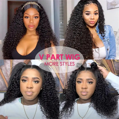 V Part Wig Water Wave Human Hair No Leave Out Upgrade U Part Wigs Human Hair Wig Curly Wigs For Black Women No Glue V Part Wigs