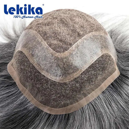 Men Wig Natural Haline Lace Front with Mono Top 6" Men's Capillary Prothesis Durable Toupee Men Wigs For Man Virgin Hair Toupee