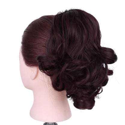 12" Ponytail Extension Classic Loose Curly Wavy Claw Clip Hair Hairpieces for Women Ash Blonde with Highlights Daily Party Use