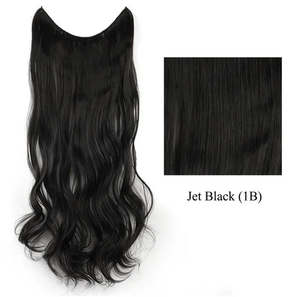 22'' 26'' Long Straight Blonde Synthetic Halo Hair Extensions Fish Line Invisible Hairpiece Extension Fake Hair for Girls