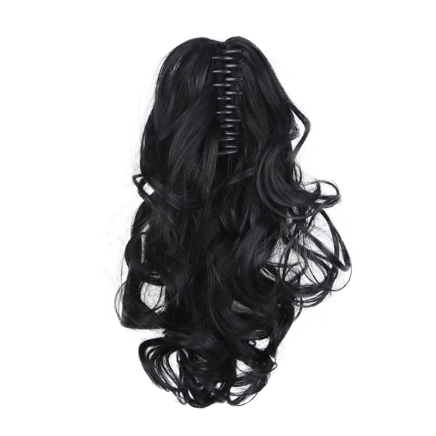 12" Ponytail Extension Classic Loose Curly Wavy Claw Clip Hair Hairpieces for Women Ash Blonde with Highlights Daily Party Use