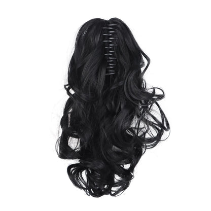 12" Ponytail Extension Classic Loose Curly Wavy Claw Clip Hair Hairpieces for Women Ash Blonde with Highlights Daily Party Use