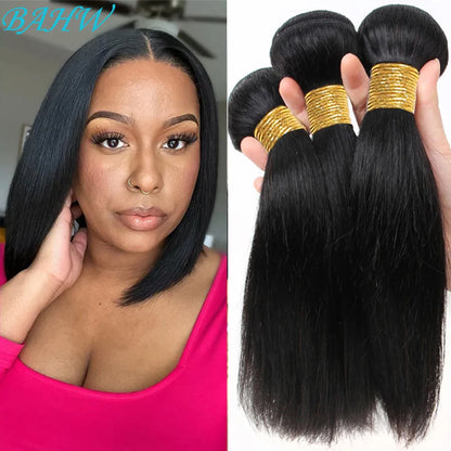 Brazilian Bone Straight Bundles 100% Unprocessed Human Hair Bundles Virgin Hair 1/3 Bundles Short Straight Weave Hair Extensions