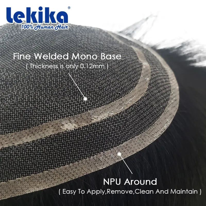 Male Hair Fine Welded Mono Base Wigs for Men Replacement Systems Natural Human Hair Toupee Men Breathable Male Wig Free Shipping