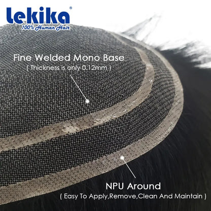 Male Hair Fine Welded Mono Base Wigs for Men Replacement Systems Natural Human Hair Toupee Men Breathable Male Wig Free Shipping