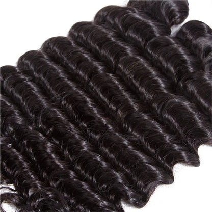 38 40 Inches Deep Wave Natural Color Bundles Brazilian Hair Extension Remy Hair Bundles One Weave Unprocessed 3/4 Pieces