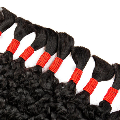 Deep Wave Bulk Human Hair for Boho Braids No Weft 100% Virgin Human Hair Bulk for Braiding Curly Extension Bundles for Women