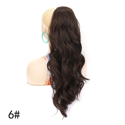 Ponytail Extension 24Inch Long Natural Wavy Drawstring Pony tail for Women Synthetic Heat Resistant Hairpiece for Daily Use part
