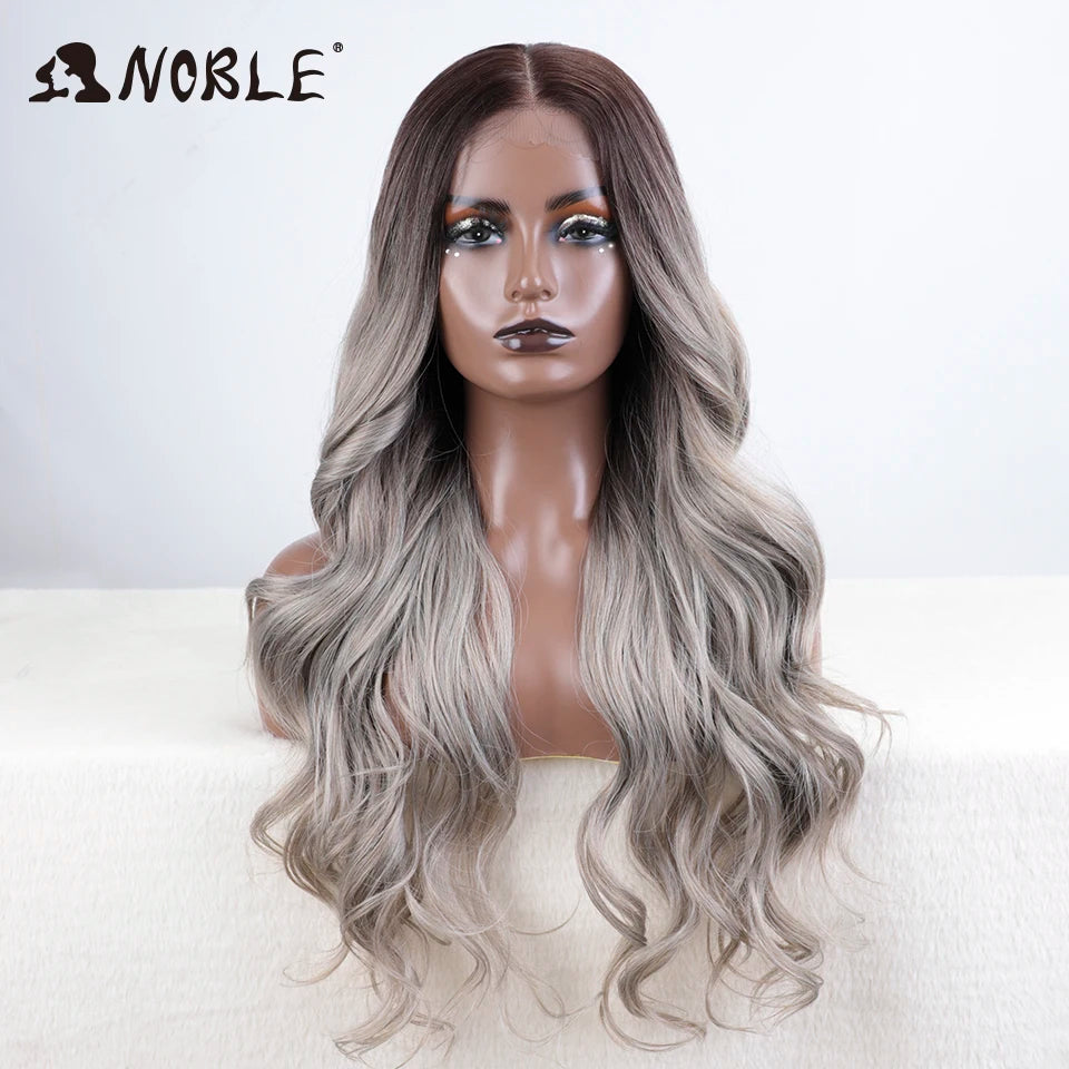 Noble Cosplay Lace Front Wig 30 Inch Lace  Long Wavy 360 0mbre Blonde Wig Red African American Synthetic Wigs For Black Women