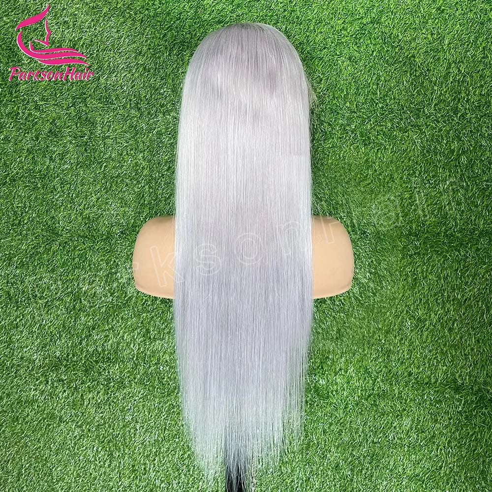 Full Lace Wigs Silver Grey 613 Colored 13x6 HD Transparent Lace Frontal Wigs Human Hair Wig  For Black Women Brazilian Remy Hair